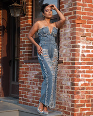 Ripped Denim Jumpsuit