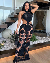 Tulum Crochet Dress Blk