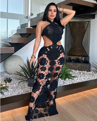 Tulum Crochet Dress Blk