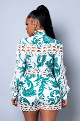 Alexandra Lace Romper || Green - Rehabcouture