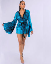 Nola Tie-Dye Romper || Blue/Black - Rehabcouture