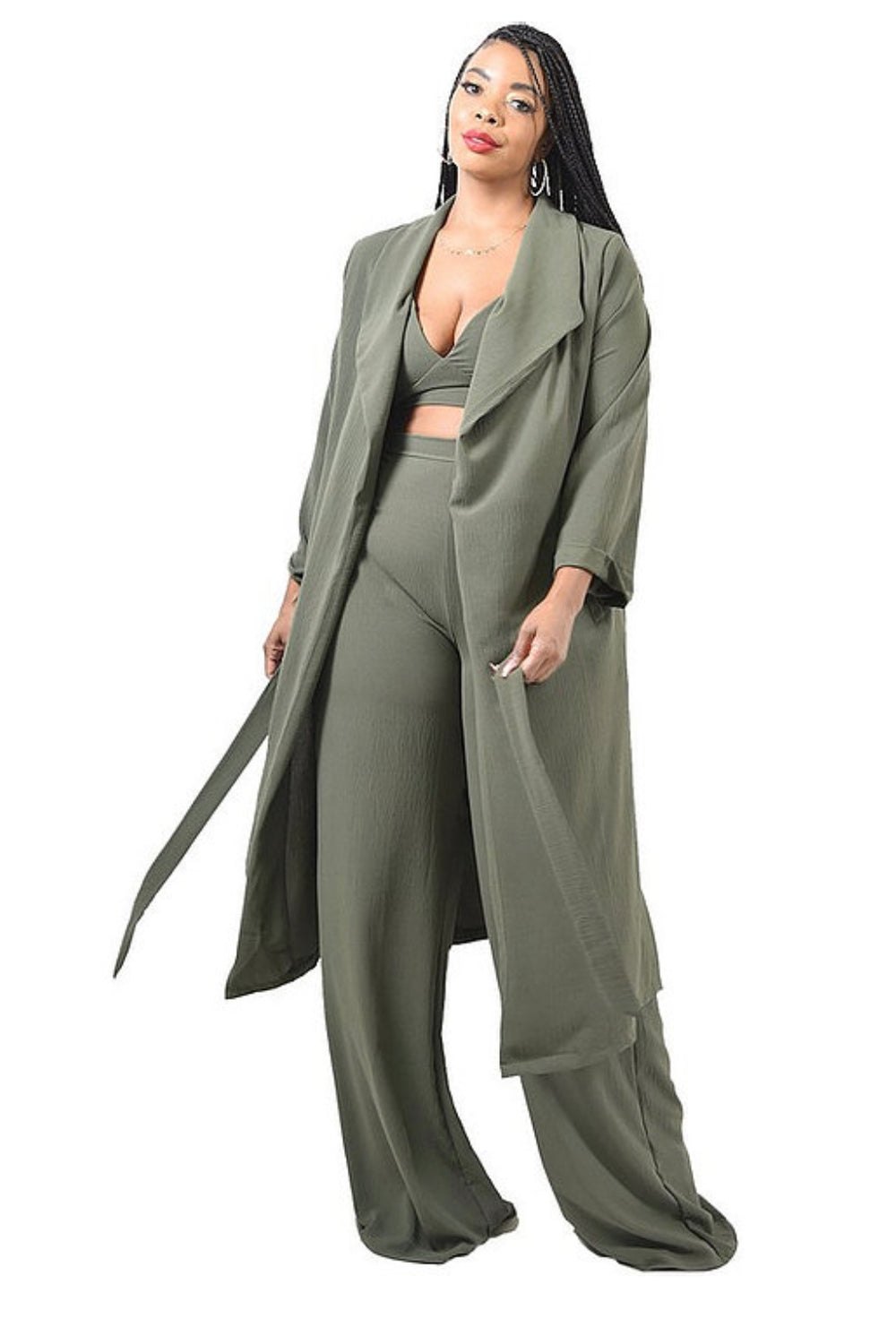 Plus Heather || 3Piece Pant Set - Rehabcouture