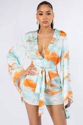 Nola Tie-Dye Romper || Orange/Mint - Rehabcouture