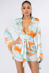Nola Tie-Dye Romper || Orange/Mint - Rehabcouture