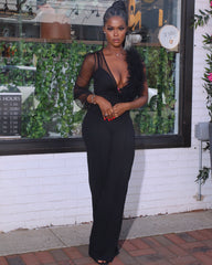 Rita Ruffle Jumpsuit || Black - Rehabcouture