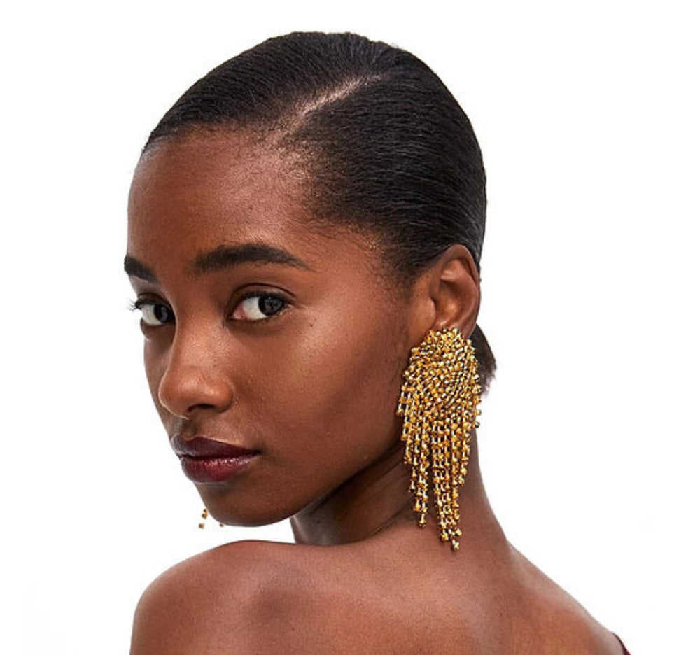 Tierra Tassel Crystal Earrings - Rehabcouture