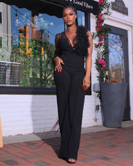 Rita Ruffle Jumpsuit || Black - Rehabcouture