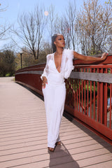 Rita Ruffle Jumpsuit || White - Rehabcouture