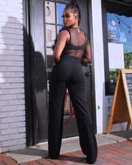 Rita Ruffle Jumpsuit || Black - Rehabcouture