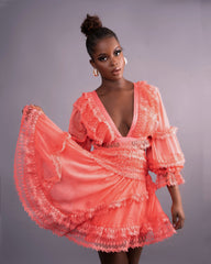 Blanco Dress || Coral - Rehabcouture