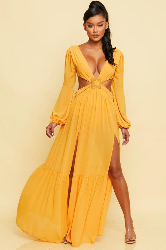 Miami Vibes Maxi Dress || Mustard Rehabcouture Miami Vibes Maxi Dress || Mustard Rehabcouture