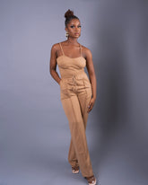Luxury Babe Pant Set || Brown - Rehabcouture