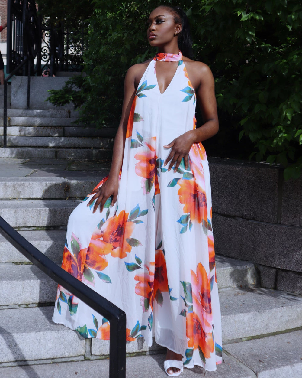 Bali Floral Jumpsuit || White - Rehabcouture