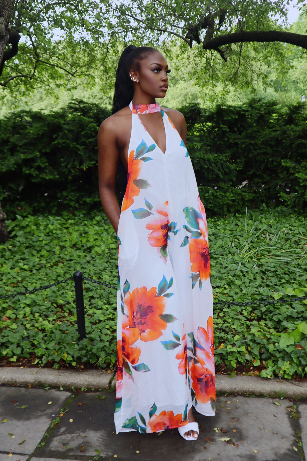 Bali Floral Jumpsuit || White - Rehabcouture