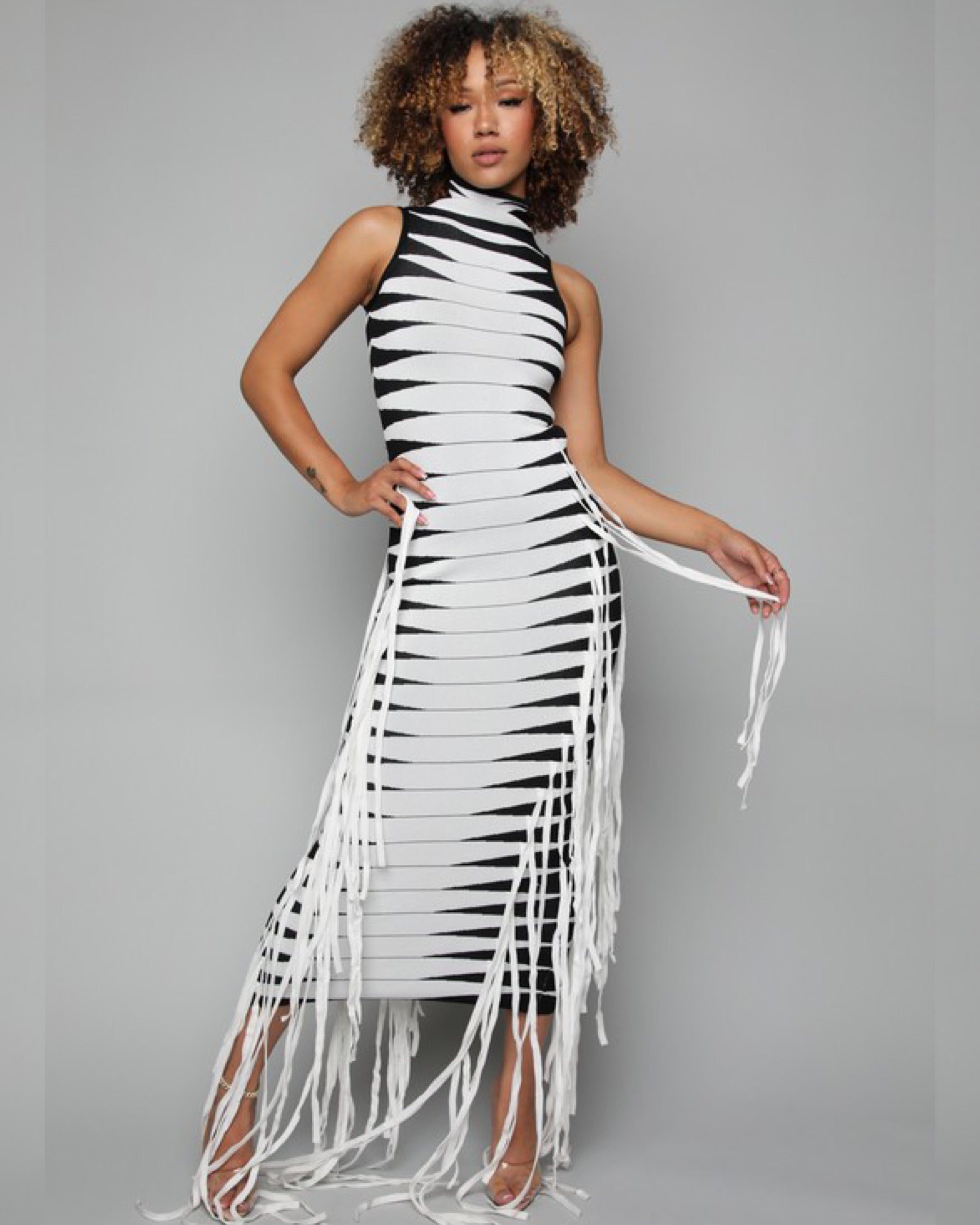 Lara Bandage Fringe Dress