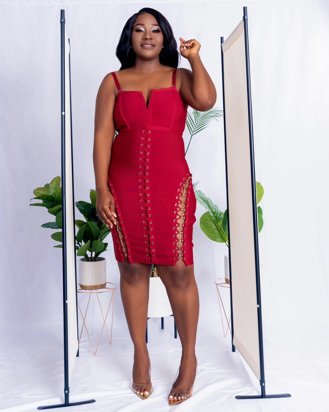 Nikki Strappy Dress || Red