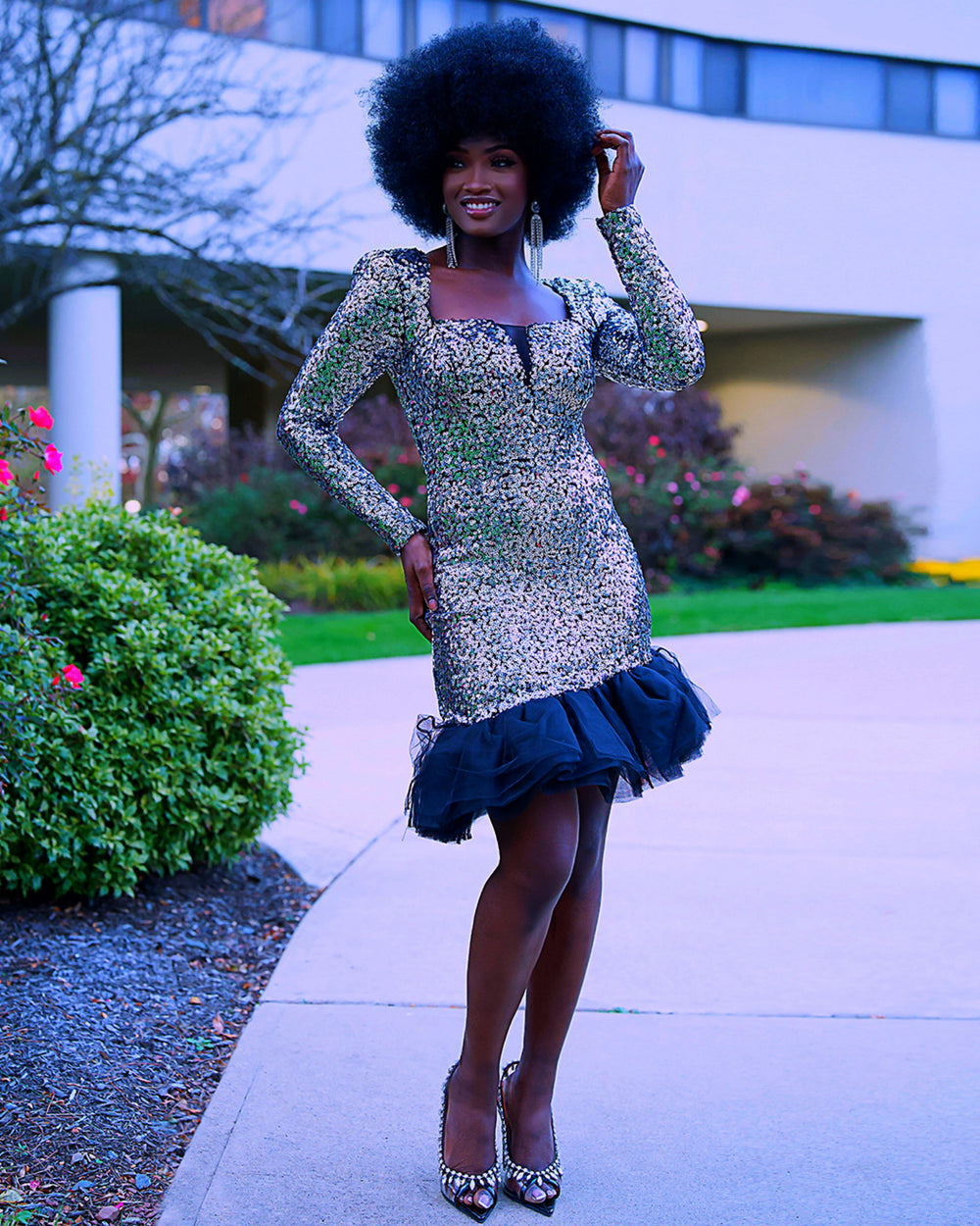 rehab sequin dress Rehab Sequined Velvet Long Sleeved Mini Dress