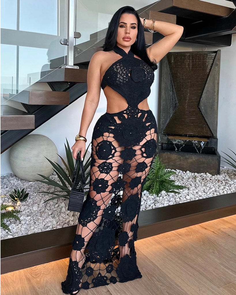Tulum Crochet Dress Blk – Rehabcouture
