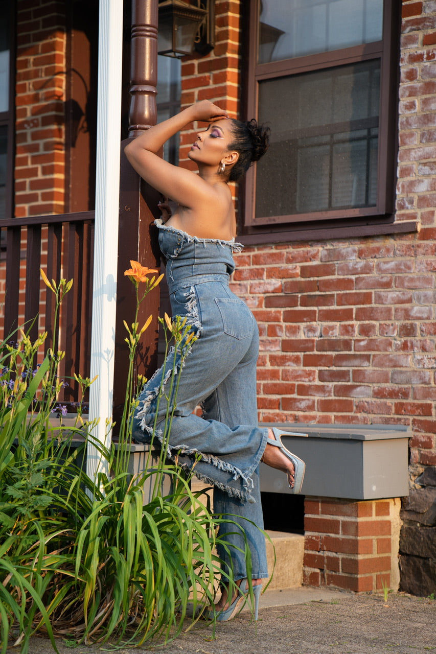 Ripped Denim Jumpsuit