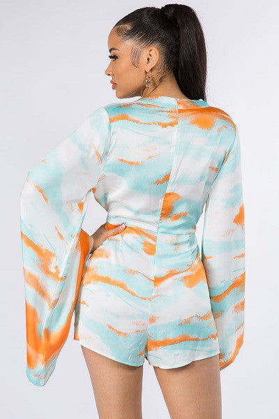 Nola Tie-Dye Romper || Orange/Mint - Rehabcouture