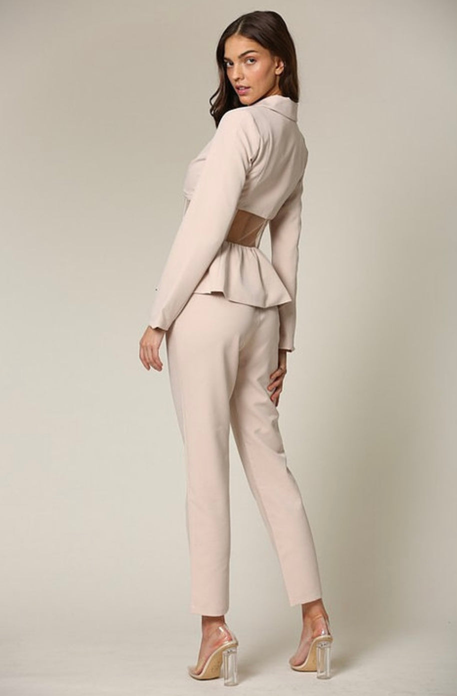 Boss Babe Pant Suit || Nude - Rehabcouture
