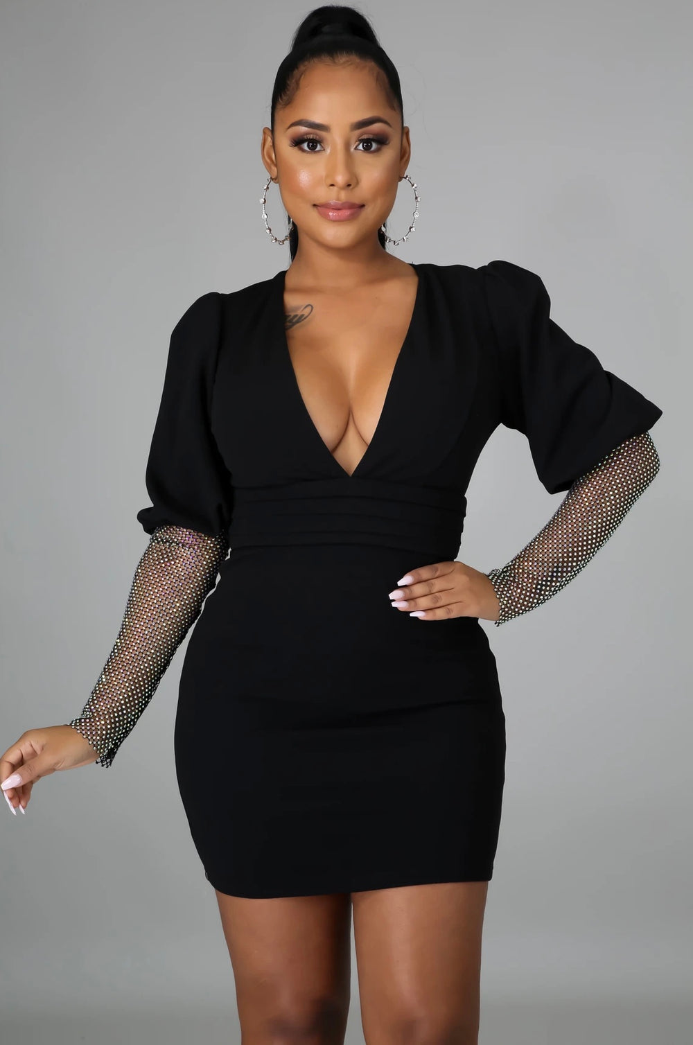Amara Rhinestone Dress || Black - Rehabcouture