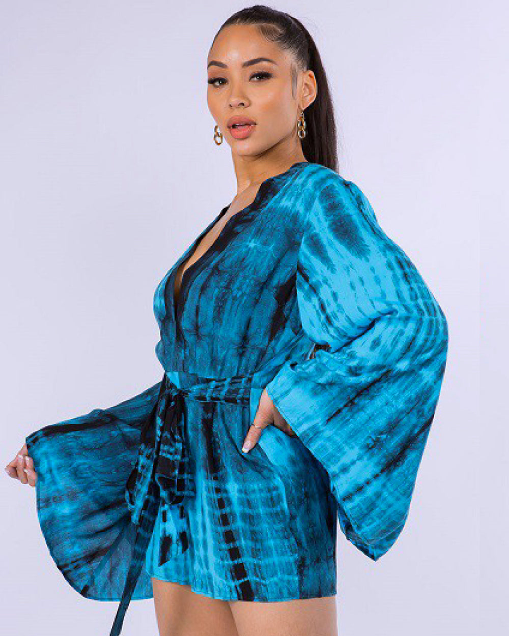 Nola Tie-Dye Romper || Blue/Black - Rehabcouture