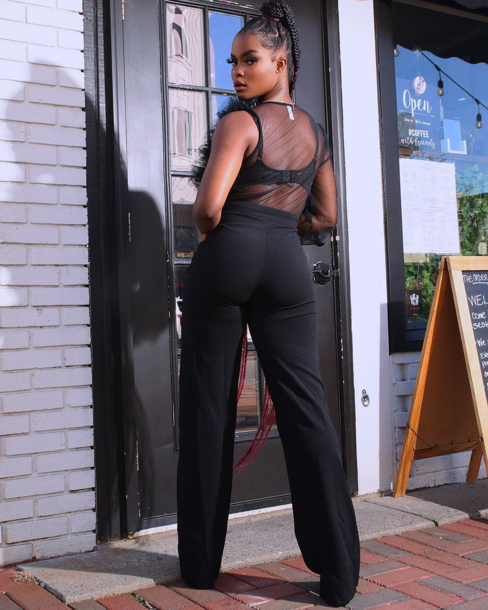 Rita Ruffle Jumpsuit || Black - Rehabcouture