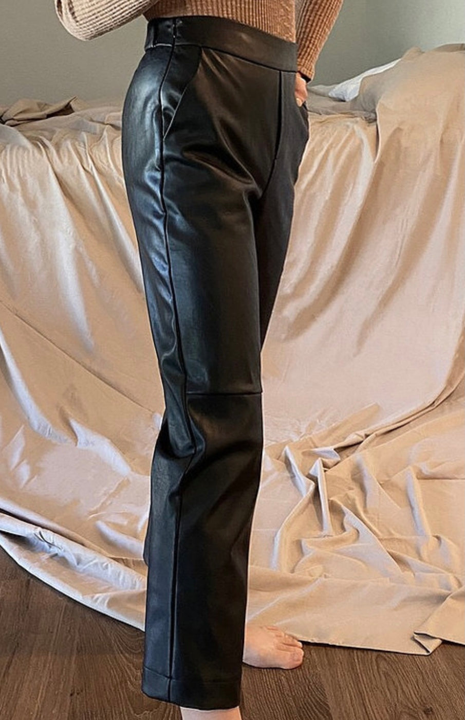 Sophia PU Cropped  Pants - Rehabcouture