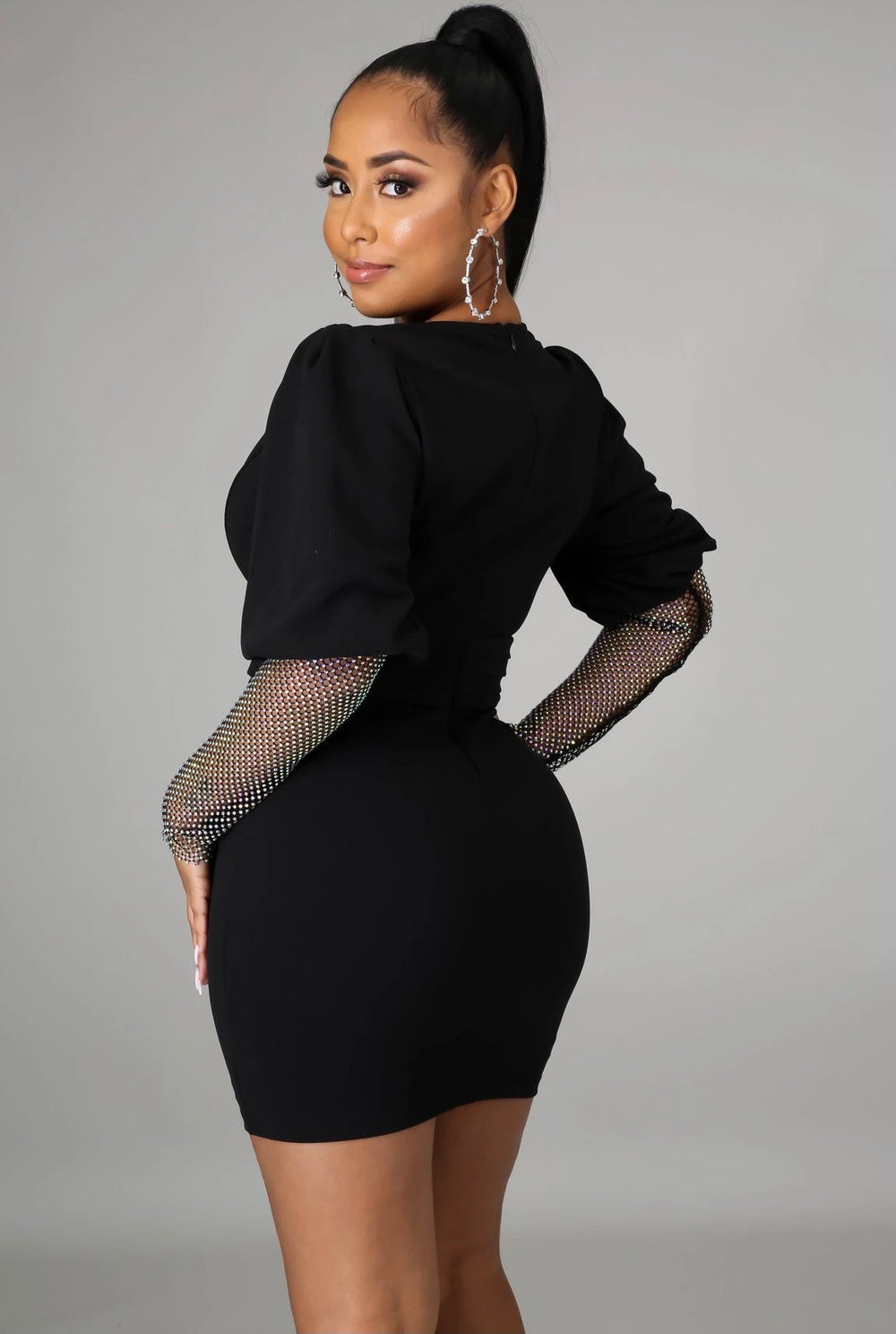 Amara Rhinestone Dress || Black - Rehabcouture