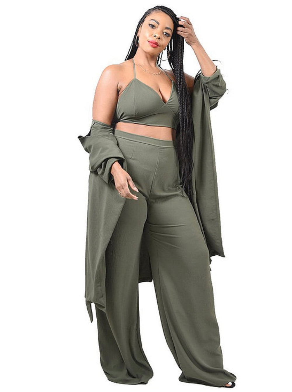 Plus Heather || 3Piece Pant Set - Rehabcouture