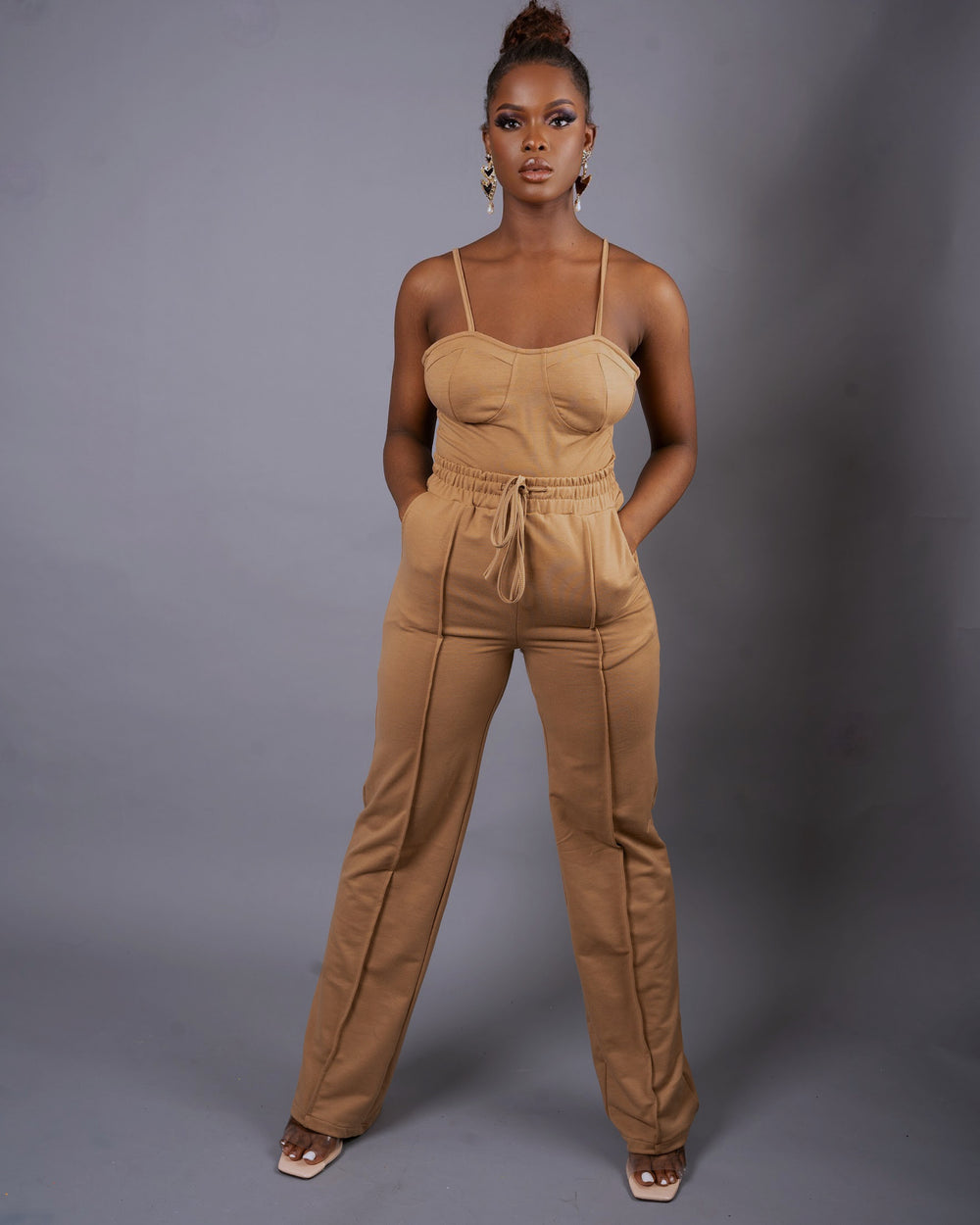 Luxury Babe Pant Set || Brown - Rehabcouture