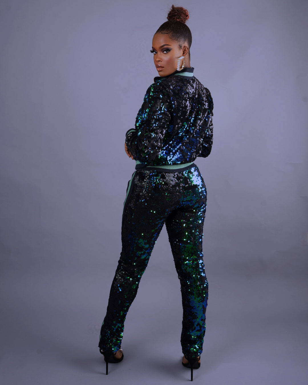 Hollywood Sequins Jogger || Green - Rehabcouture