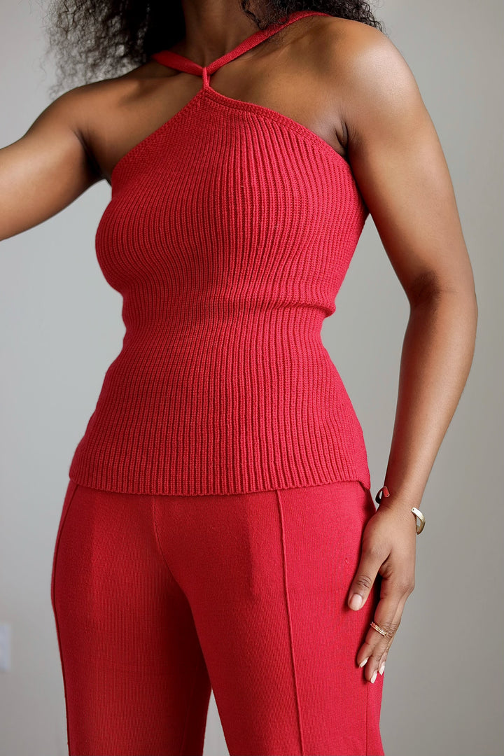 Becca Knit Pant Set || Red - Rehabcouture